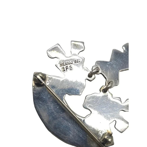EFS Mexico 925 Sterling Silver Three Friends Brooch Pin Vintage - Picture 4 of 5